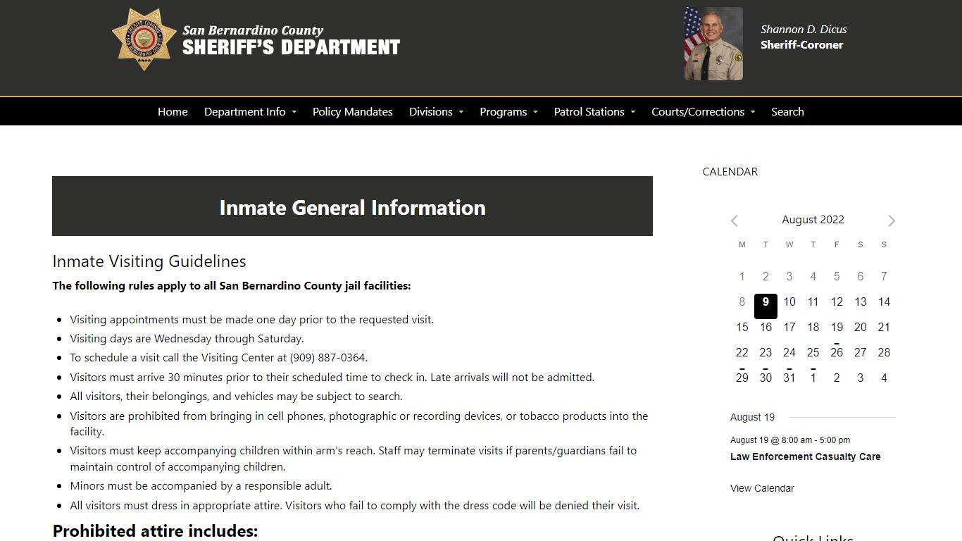Inmate General Information – San Bernardino County Sheriff ...
